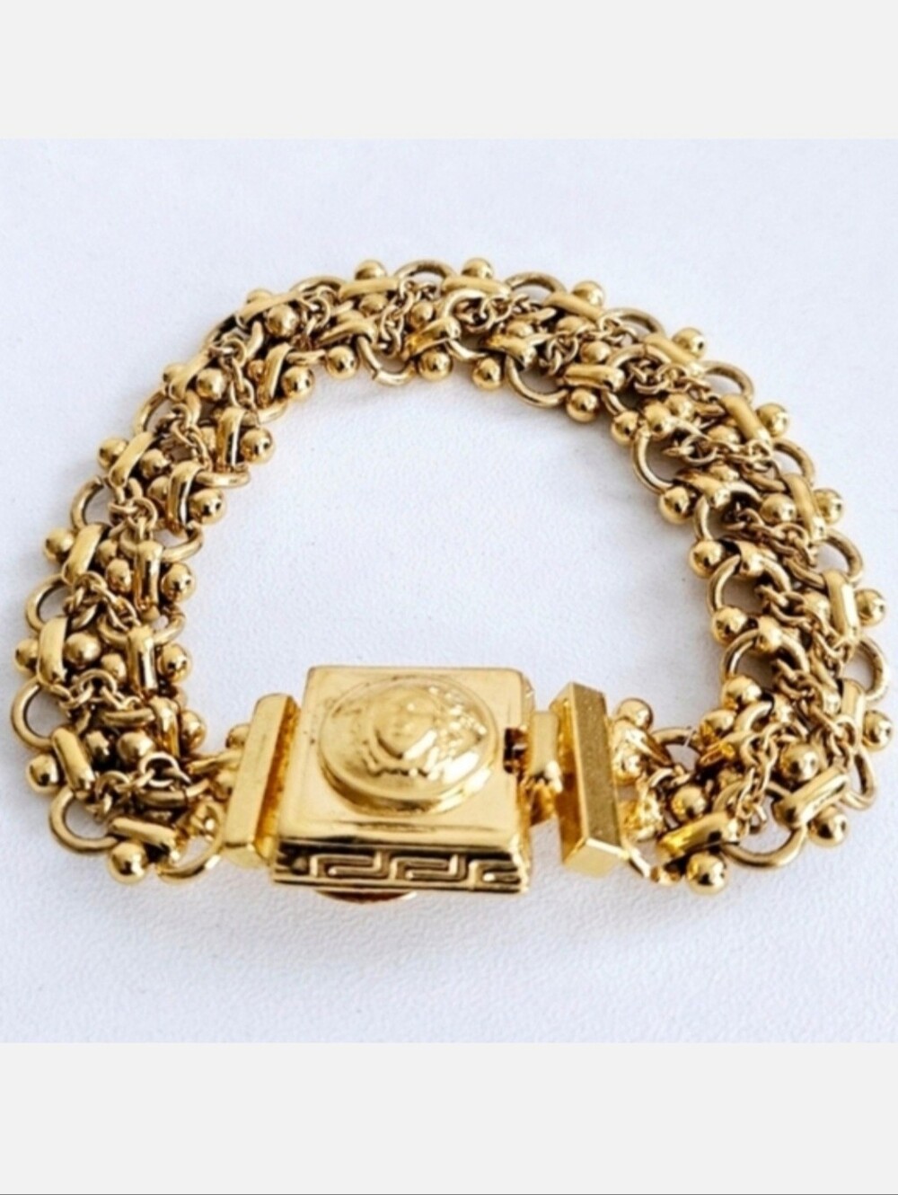 Gianni Versace Stamped Gold-plated Woven Bracelet